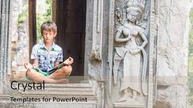  Presentation with tourist - Slide deck featuring krishna - young happy child boy tourist background and a mint green colored foreground