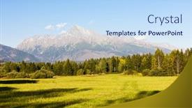  Presentation with mountain - Audience pleasing presentation theme consisting of krivan-mountain-vysoke-tatry-high backdrop and a sky blue colored foreground