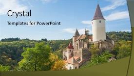  Presentation with czech republic - PPT theme with krivoklat central czech republic background and a light blue colored foreground
