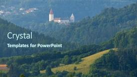  Presentation with royal - Presentation theme with krivoklat-royal-castle-middle-bohemia background and a ocean colored foreground