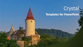  Presentation with royal - Presentation having krivoklat-royal-castle-middle-bohemia background and a teal colored foreground
