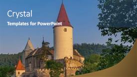  Presentation with czech republic - Theme having krivoklat-royal-castle-middle-bohemia background and a teal colored foreground