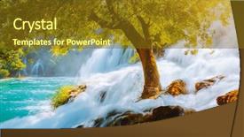  Presentation with waterfall - Presentation theme consisting of krka national park location background and a tawny brown colored foreground