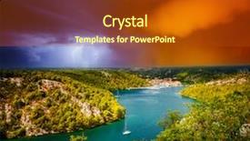  Presentation with ship storm - PPT theme consisting of krka river in a storm background and a crimson colored foreground