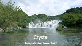  Presentation with waterfalls - Presentation theme featuring krka waterfalls croatia with a total drop of 242 meters the krka river is a natural and karst phenomenon background and a gray colored foreground