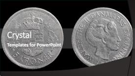  Presentation with danish - PPT theme having kronos - danish 5 krone coin background and a gray colored foreground