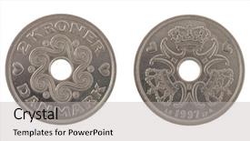  Presentation with danish - Presentation theme featuring kronos - danish krone coins isolated background and a light gray colored foreground