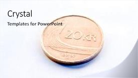  Presentation with piece of the pie - Amazing presentation theme having kronos - single norwegian 20 kroner piece backdrop and a  colored foreground