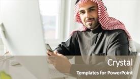  Presentation with office - Slide deck consisting of ksa - arabian gulf young businessman background and a  colored foreground