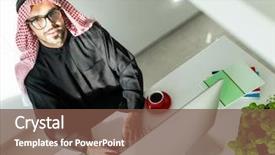  Presentation with office - Slides having ksa - arabian gulf young businessman background and a tawny brown colored foreground