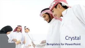  Presentation with middle eastern traditional dishes falafel - PPT theme having ksa - happy group of middle eastern background and a sky blue colored foreground