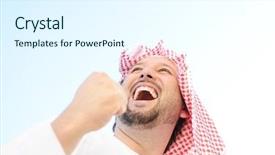  Presentation with arabic music arab man playing - Colorful theme enhanced with ksa - portrait of arabic man backdrop and a sky blue colored foreground