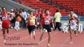  Presentation with track field - Amazing theme having kuala-lumpur-august-15-amputees backdrop and a coral colored foreground