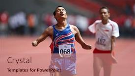  Presentation with track field - Audience pleasing theme consisting of kuala-lumpur-august-15-thailand backdrop and a coral colored foreground
