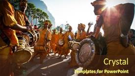  Presentation with hindu festival - Slide deck enhanced with school education people and learning concept - close up of student hands with ruler and pencil drawing line in notebook background and a coral colored foreground