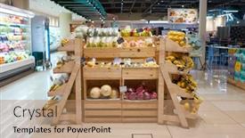  Presentation with retail food - Beautiful slide deck featuring kuala-lumpur-malaysia-circa backdrop and a coral colored foreground