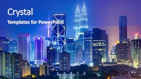  Presentation with malaysia - Audience pleasing presentation design consisting of kuala lumpur malaysia city skyline backdrop and a cobalt blue colored foreground