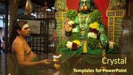  Presentation with diwali festival - Presentation theme having fight between emotional woman and man with megaphone on the green field background and a gray colored foreground