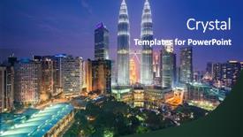  Presentation with kuala lumpur malaysia skyline - Presentation design consisting of kuala-lumpur-malaysia-park background and a ocean colored foreground