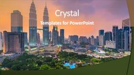  Presentation with kuala lumpur malaysia skyline - Slides featuring kuala lumpur malaysia skyline background and a coral colored foreground