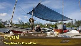  Presentation with fishing boat - Presentation having kuantan-malaysia-may-15 background and a tawny brown colored foreground