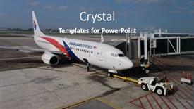  Presentation with airline - PPT theme featuring kuching-may-06-docked-boeing background and a ocean colored foreground