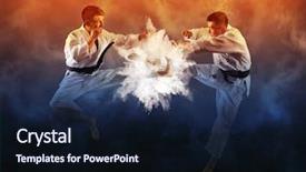  Presentation with philippine martial arts - Beautiful slide set featuring kudos - fighter practising his art martial backdrop and a wine colored foreground