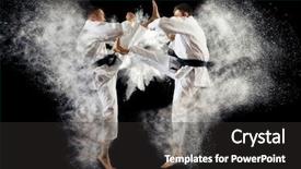  Presentation with art - PPT layouts having kudos - fighter practising his art martial background and a dark gray colored foreground