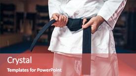  Presentation with kimono - Audience pleasing PPT theme consisting of kudos - male person in white kimono backdrop and a coral colored foreground