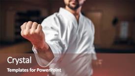  Presentation with kimono - Presentation theme having kudos - martial arts fighter in white background and a  colored foreground