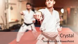  Presentation with martial arts - Theme consisting of kudos - martial arts fighters on workout background and a coral colored foreground