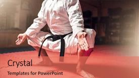  Presentation with women self defense martial arts - Colorful slides enhanced with kudos - martial arts master meditation training backdrop and a  colored foreground