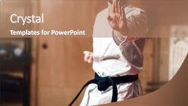  Presentation with martial arts - Slides consisting of kudos - martial arts master on fight background and a coral colored foreground