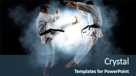  Presentation with martial arts - Presentation with kudos - martial arts masters karate practice background and a ocean colored foreground