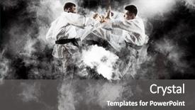  Presentation with martial arts - PPT layouts consisting of kudos - martial arts masters karate practice background and a gray colored foreground