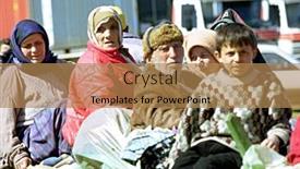  Presentation with refugee - Theme having kukes-albania-18-april-1999 background and a coral colored foreground