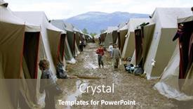  Presentation with refugees - Slide set featuring kukes-albania-19-april-1999 background and a gray colored foreground