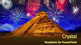  Presentation with firework - Amazing PPT theme having corporate downsizing - laptop keyboard the red backdrop and a tawny brown colored foreground.