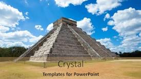  Presentation with pyramid - Slide set consisting of kukulkan-pyramid-in-chichen-itza background and a coral colored foreground