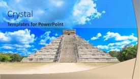  Presentation with pyramid - Cool new PPT theme with kukulkan pyramid in chichen itza site mexico backdrop and a light blue colored foreground