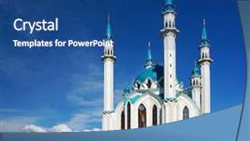  Presentation with mosque - Colorful PPT theme enhanced with empty laboratory tubes and pipette backdrop and a yellow colored foreground