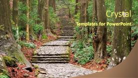  Presentation with world heritage - Presentation design featuring kumano-kodo-at-daimon-zaka background and a tawny brown colored foreground