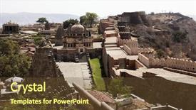  Presentation with india fort - PPT theme featuring kumbhalgarh fort near ranakpur in rajasthan state in india background and a tawny brown colored foreground