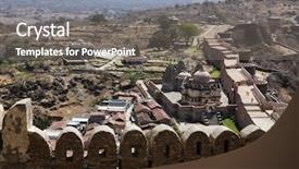  Presentation with india fort - Amazing theme having kumbhalgarh fort near ranakpur in rajasthan state in india backdrop and a gray colored foreground