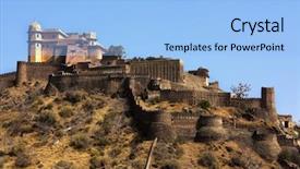  Presentation with india fort - Presentation enhanced with kumbhalgarh fort near ranakpur in rajasthan state in india background and a light blue colored foreground