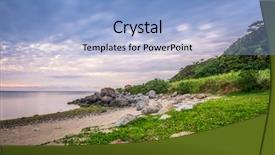  Presentation with japan - Slide set with kumejima okinawa japan on ara background and a light blue colored foreground