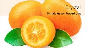  Presentation with cross - Theme having kumquat-fruit-and-cross-cut background and a yellow colored foreground