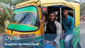  Presentation with rickshaw - Audience pleasing theme consisting of kumrokhali-india-february-26-2020 backdrop and a ocean colored foreground