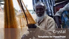  Presentation with fishing net - Theme enhanced with kumrokhali-india-january-12-2009 background and a  colored foreground