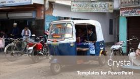  Presentation with rickshaw - Cool new PPT layouts with kumrokhali-india-january-12-auto backdrop and a gray colored foreground